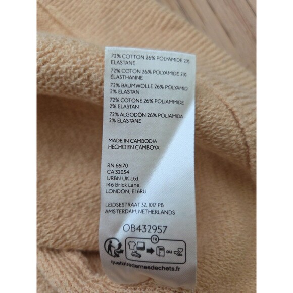 Free People Ottoman Slouchy Mock Neck Long Sleeve Tunic Sweater Apricot Yellow M - Picture 5 of 6